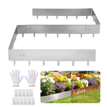 Corten Steel Landscape Edging, 10-Pack, 100 x 23 cm with Connectors