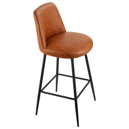 Counter Height Bar Stools Set of 2, Swivel, PU Leather, Brown