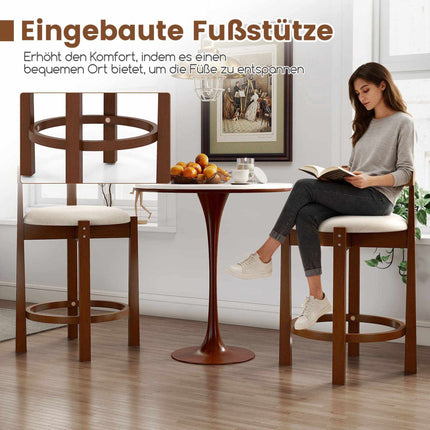 Counter Height Bar Stools Set of 2 with Backrests, Beige, 24 Inch Seat Height