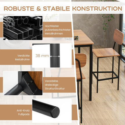 Ēdamistabas komplekts ar 4 krēsliem, tumši brūns, MDF
