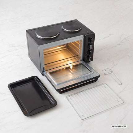 Mini virtuves krāsns 35L ar diviem sildriņķiem 1000W un 700W, 3200W, konvekcija