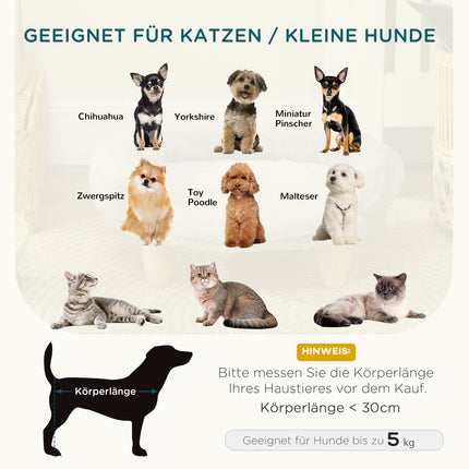 Mājīgs mājdzīvnieku dīvāns, paaugstināta dizaina suņu dīvāns, kaķu dīvāns, koka kājas, flaneļa krāsa, krēmkrāsas, 47x40x20 cm
