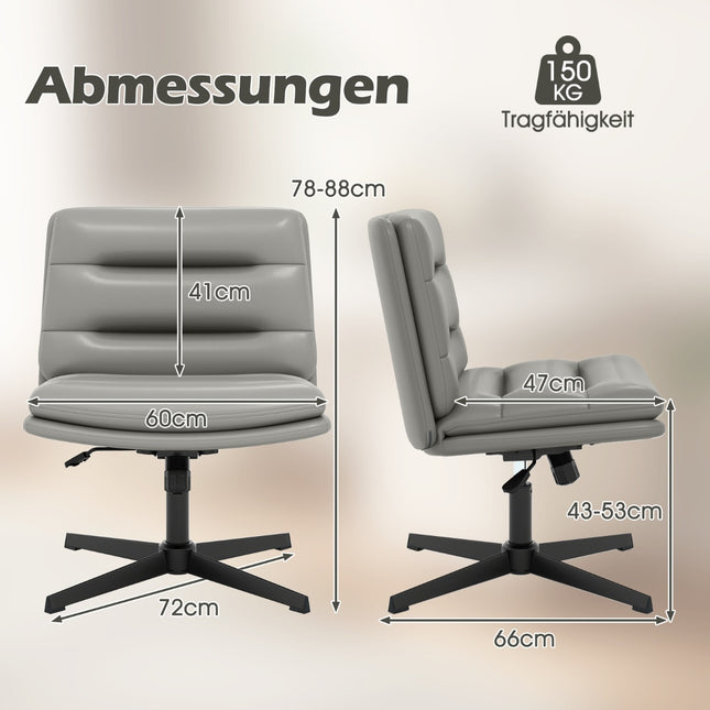 Biroja krēsls ar sakrustotām kājām, regulējams augstums, pelēks