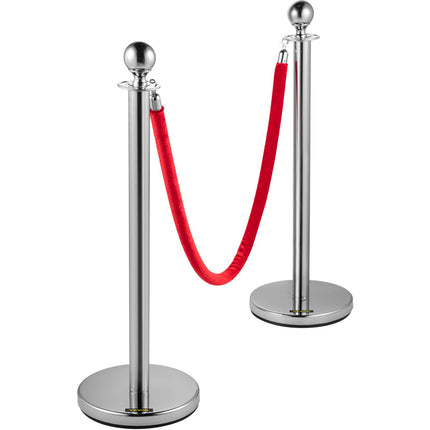 Crowd Control Stanchion Set, 4-Pack, 1.5 m Red Rope