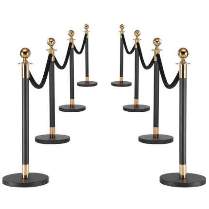 Crowd Control Stanchion Set, 8 Posts, 6 Velvet Ropes
