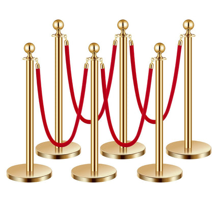 Crowd Control Stanchions Set, 6-Piece, Red Velvet Ropes