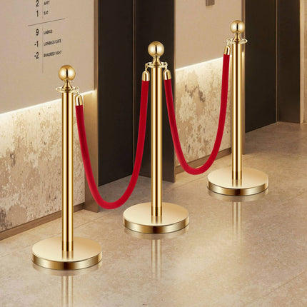 Crowd Control Stanchions Set, 6-Piece, Red Velvet Ropes
