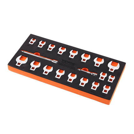 Crowfoot Wrench Set, 3/8 Drive, 20-Piece SAE-Metric