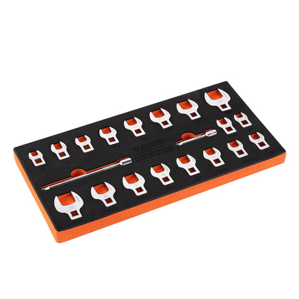 Crowfoot Wrench Set, 3/8 Drive, 20-Piece SAE-Metric