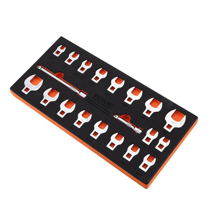 Crowfoot Wrench Set, 3/8 Drive, 20-Piece SAE-Metric