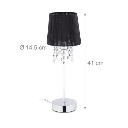 Kristāla galda lampa ar organzas abažūru