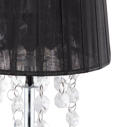 Kristāla galda lampa ar organzas abažūru