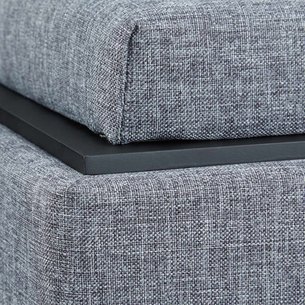 Cube Storage Ottoman with Reversible Tray Lid, 40 L, Grey, 300 kg Load