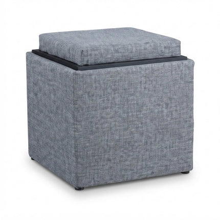 Cube Storage Ottoman with Reversible Tray Lid, 40 L, Grey, 300 kg Load