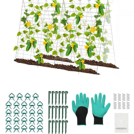 Cucumber Trellis A-Frame, Foldable Metal, 35 x 55 in With Plant Clips
