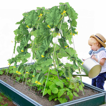 Cucumber Trellis A-Frame, Foldable Metal, 35 x 55 in With Plant Clips