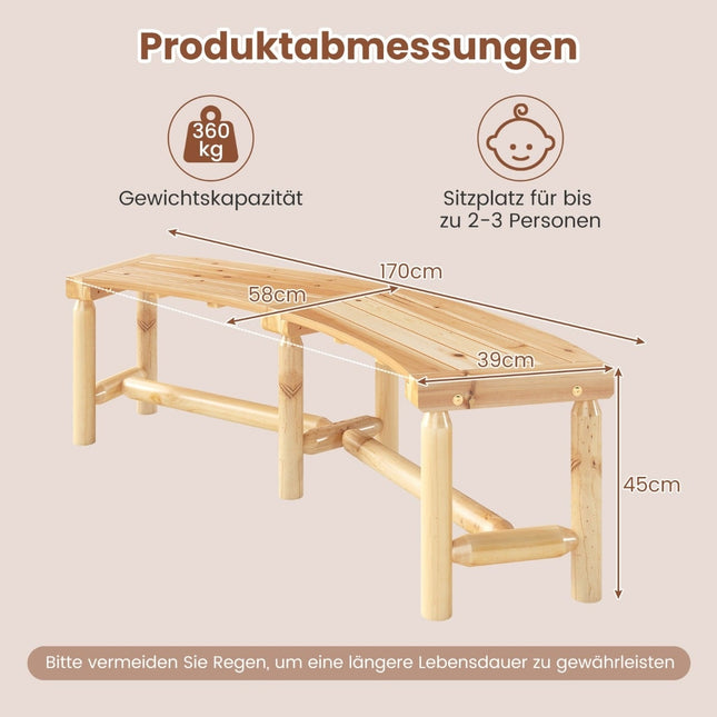 Izliekts koka sols āra lietošanai 2-3 personām, 170 cm
