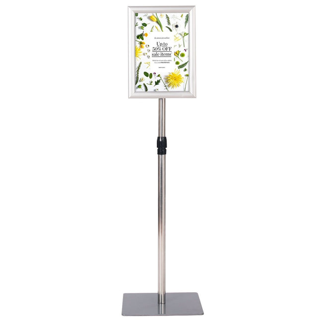 DIN A4 informācijas stends, regulējams augstumā, noņemams plakātu statīvs, sudrabkrāsas/melns, 33 x 24 cm - sudrabkrāsas