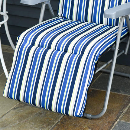 Atpūtas krēslu komplekts ar 2 sauļošanās krēsliem un spilveniem, saliekams, regulējama atzveltne, tērauds + poliesters, zils, 60x75x65-102 cm