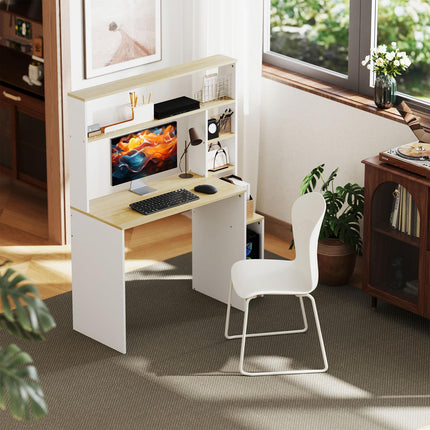 Rakstāmgalds 113 x 45 cm Datorgalds Biroja Galds ar Atvērtiem Plauktiem CPU Statīvs Tērauda Rāmis Mājas Birojam Guļamistabai Ozols |