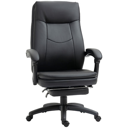 Rakstāmgalda krēsls, ergonomisks biroja krēsls, vadītāja krēsls ar kāju balstu, polsterēta atzveltne, melns, 64x64x112-120 cm