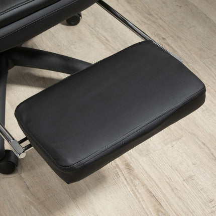 Rakstāmgalda krēsls, ergonomisks biroja krēsls, vadītāja krēsls ar kāju balstu, polsterēta atzveltne, melns, 64x64x112-120 cm
