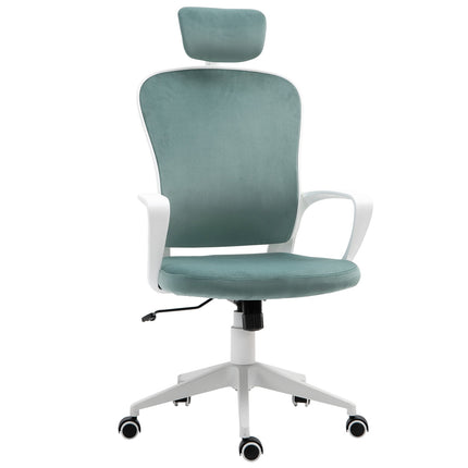 Ergonomisks biroja krēsls ar šūpošanās funkciju, roku balstiem, galvas balstu, regulējamu augstumu, 63x64x118-128 cm