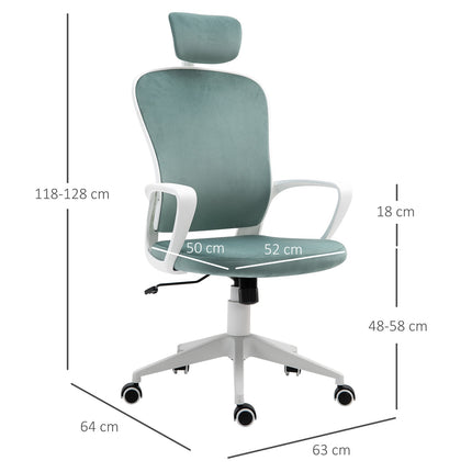 Ergonomisks biroja krēsls ar šūpošanās funkciju, roku balstiem, galvas balstu, regulējamu augstumu, 63x64x118-128 cm
