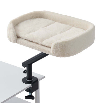 Desk Mounted Cat Bed with Clamp and Reversible Cushion, Cream, Up to 25 kg
