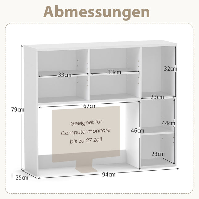 Rakstāmgalda plaukts ar 7 nodalījumiem - regulējams, 94x25x79 cm
