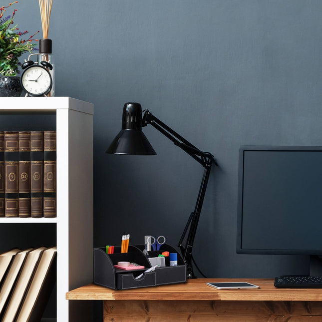 Desk organization in leather look