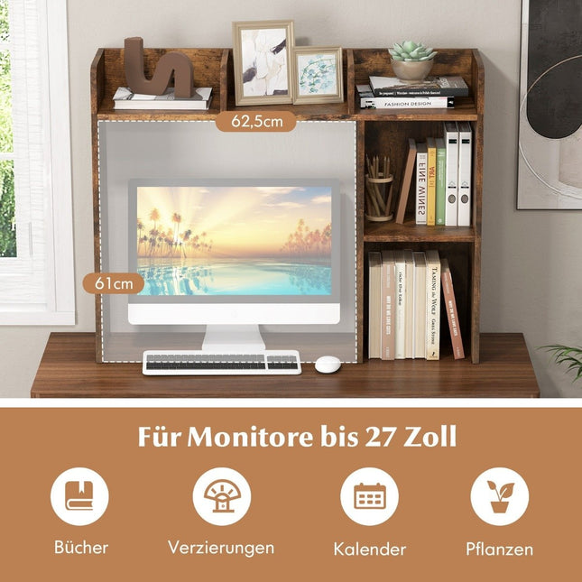 Rakstāmgalda plaukts ar 4 plauktiem un atvērtu nodalījumu 94 x 25 x 74 cm Rustic brown