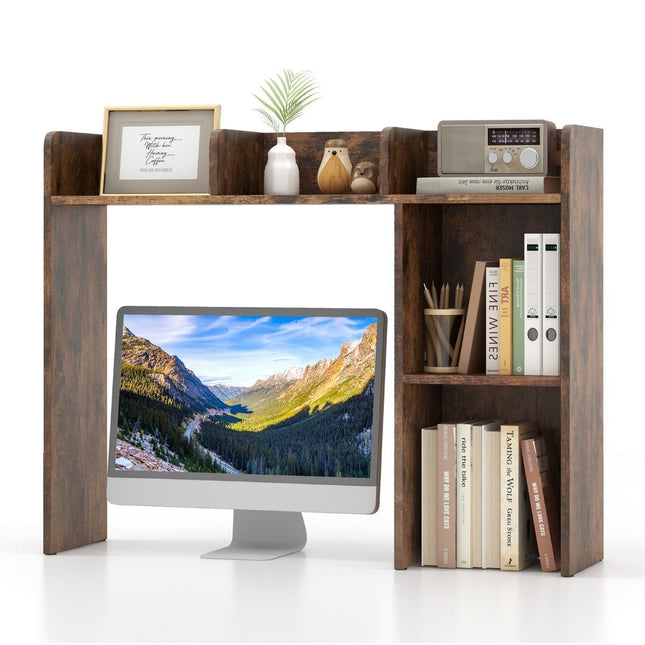 Rakstāmgalda plaukts ar 4 plauktiem un atvērtu nodalījumu 94 x 25 x 74 cm Rustic brown