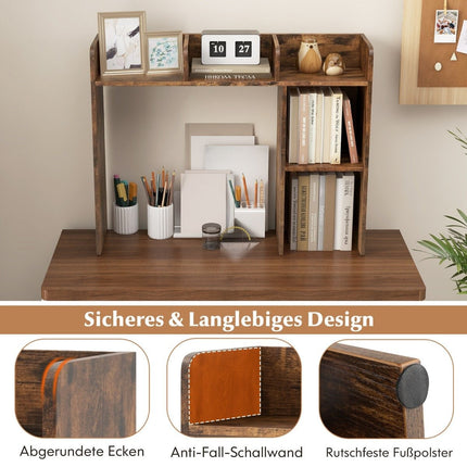 Rakstāmgalda plaukts ar 4 plauktiem un atvērtu nodalījumu 94 x 25 x 74 cm Rustic brown