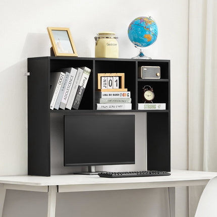 Desktop Bookshelf Hutch, 1-Tier, 37 in, Black Wood