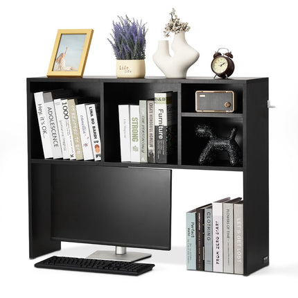 Desktop Bookshelf Hutch, 1-Tier, 37 in, Black Wood