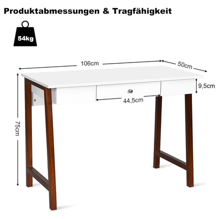 Rakstāmgalds ar atvilktni, datorgalds, gumijas galda kājas, tualetes galdiņš, biroja galds, brūns