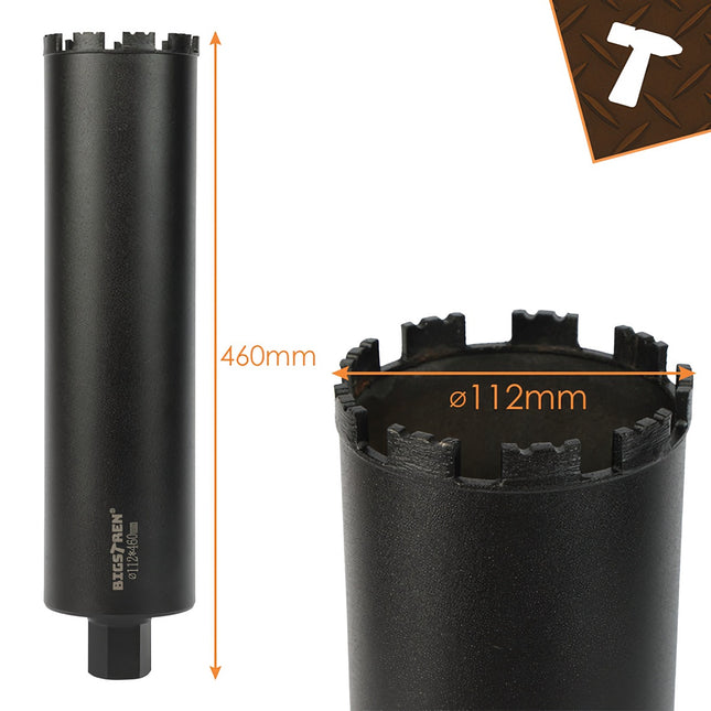 Dimanta serdeņu urbis 112 × 460 mm betonam, akmenim