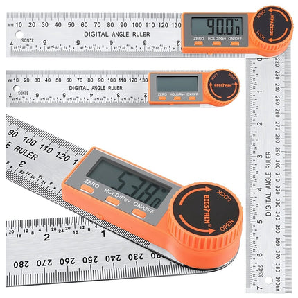 Digital Angle Protractor 200 mm with LCD Display, 0-360 Degrees, Stainless Steel