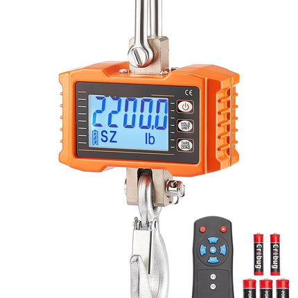 Digital Crane Scale 2200 lb, Remote Control Hanging Scale