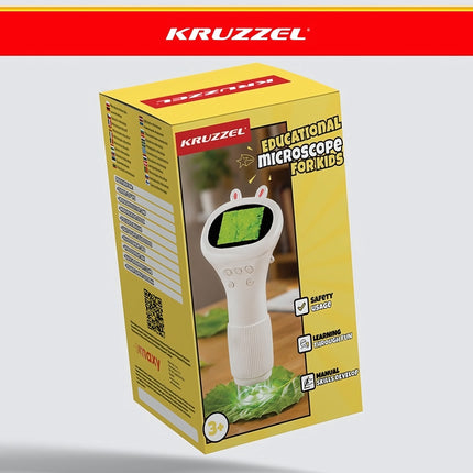 Digital Microscope for Kids 1000x with 2-Inch IPS Screen, 8 LEDs, White