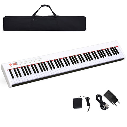 Digitālās klavieres ar 88 taustiņiem, pārnēsājamas elektroniskās klaviatūras, 127 x 21,5 x 6,5 cm, baltas + melnas