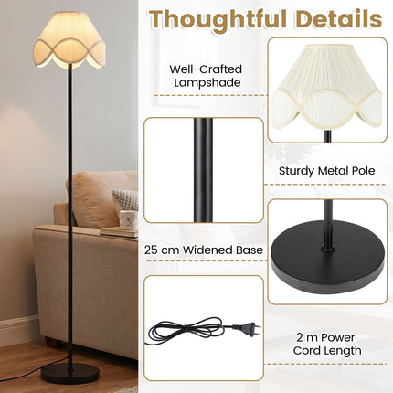Grīdas lampa ar regulējamu gaismas stiprumu, 159 cm, melna ar auduma abažūru