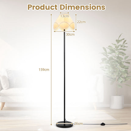 Grīdas lampa ar regulējamu gaismas stiprumu, 159 cm, melna ar auduma abažūru