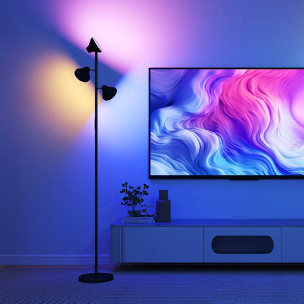 Regulējama grīdas lampa ar lasāmgaismu, RGB, tālvadības pults