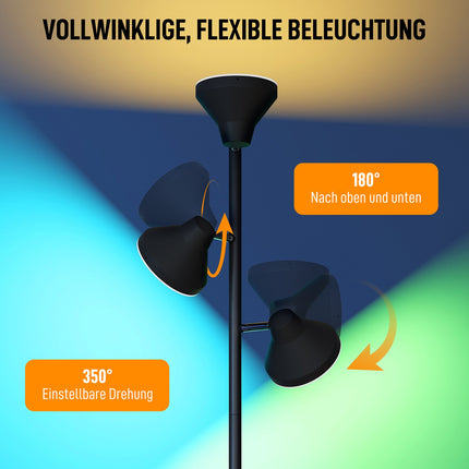 Regulējama grīdas lampa ar lasāmgaismu, RGB, tālvadības pults