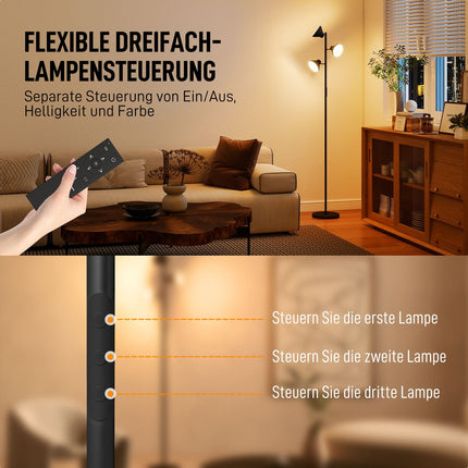 Regulējama grīdas lampa ar lasāmgaismu, RGB, tālvadības pults
