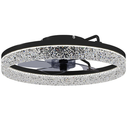 Regulējams LED griestu ventilators ar tālvadības pulti, melns, 50 cm diametrs