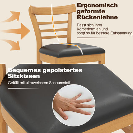 Ēdamistabas krēslu komplekts, mākslīgā āda, gumijkoka kājas, 2 krēslu komplekts