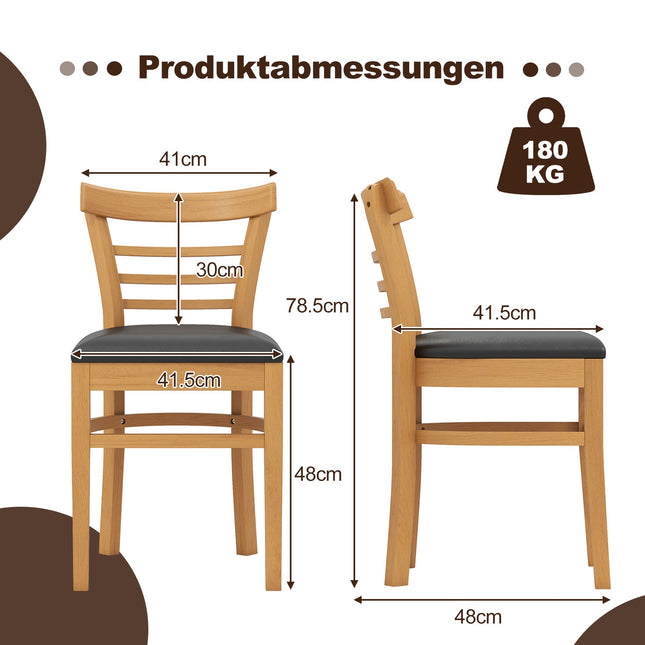 Ēdamistabas krēslu komplekts, mākslīgā āda, gumijkoka kājas, 2 krēslu komplekts